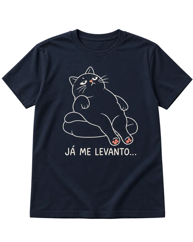 Camisola marinho com a estampa “JÁ ME LEVANTO…”